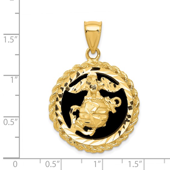 14k Onyx Marine Corps Charm