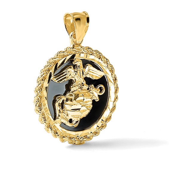 14k Onyx Marine Corps Charm