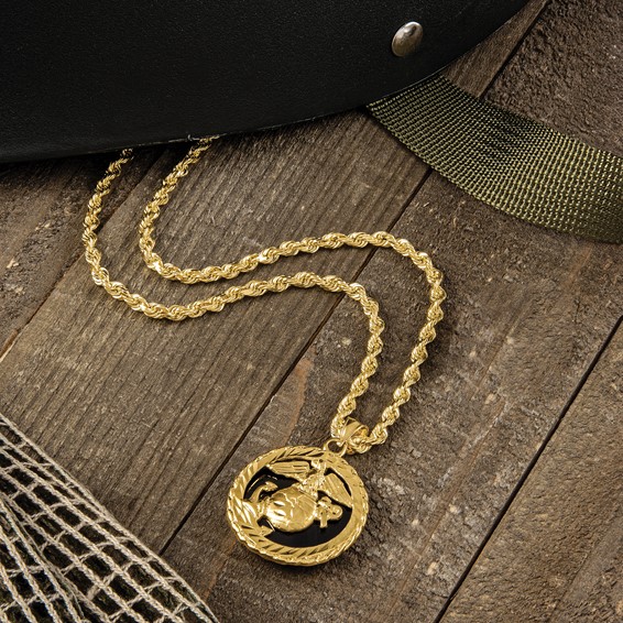 14k Onyx Marine Corps Charm