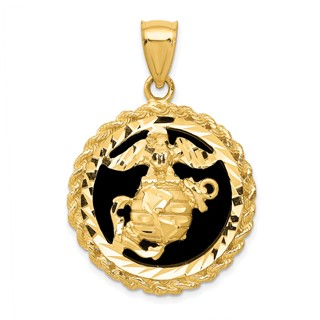 14k Onyx Marine Corps Charm