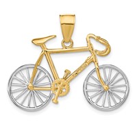 14K Large Two-tone 3-D Bicycle Pendant with Moveable Wheels view 3
