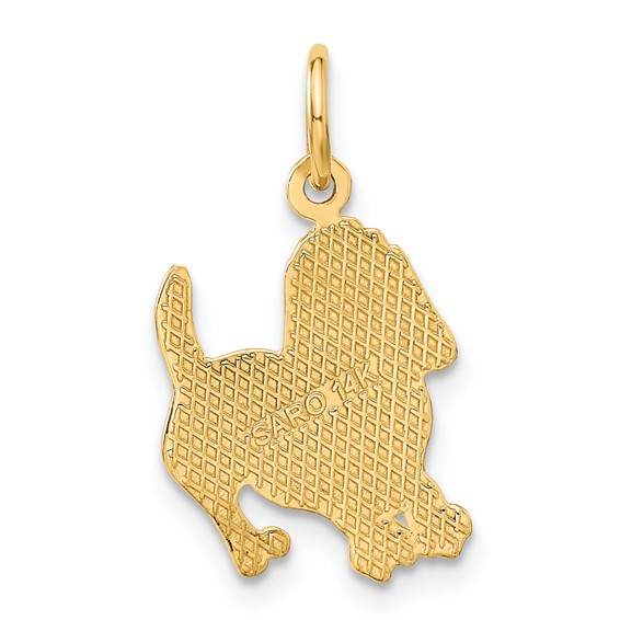 14k Textured Hound Dog Charm