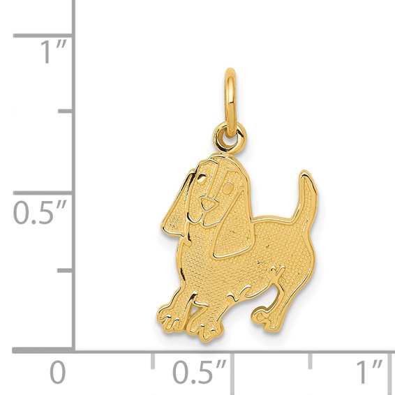 14k Textured Hound Dog Charm