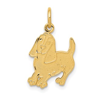14k Textured Hound Dog Charm