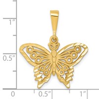 14K Yellow Gold Diamond-cut Butterfly Charm view 4