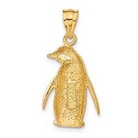 14K Yellow Gold Polished and Textured Penguin Charm view 3