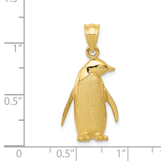 14k Polished and Textured Penguin Charm