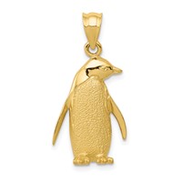 14K Yellow Gold Polished and Textured Penguin Charm view 1
