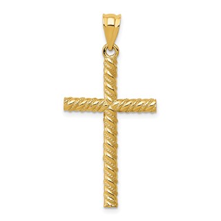 14K Twisted Cross Pendant