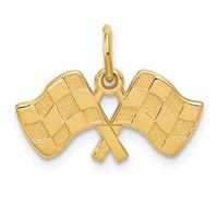14K Yellow Gold Racing Flags Charm view 1
