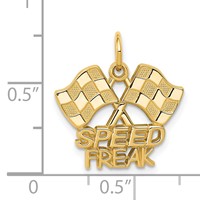 14K Yellow Gold Racing Flags Speed Freak Charm view 4