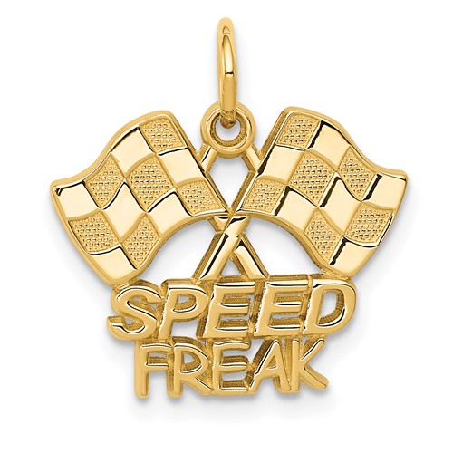 14K Yellow Gold Racing Flags Speed Freak Charm