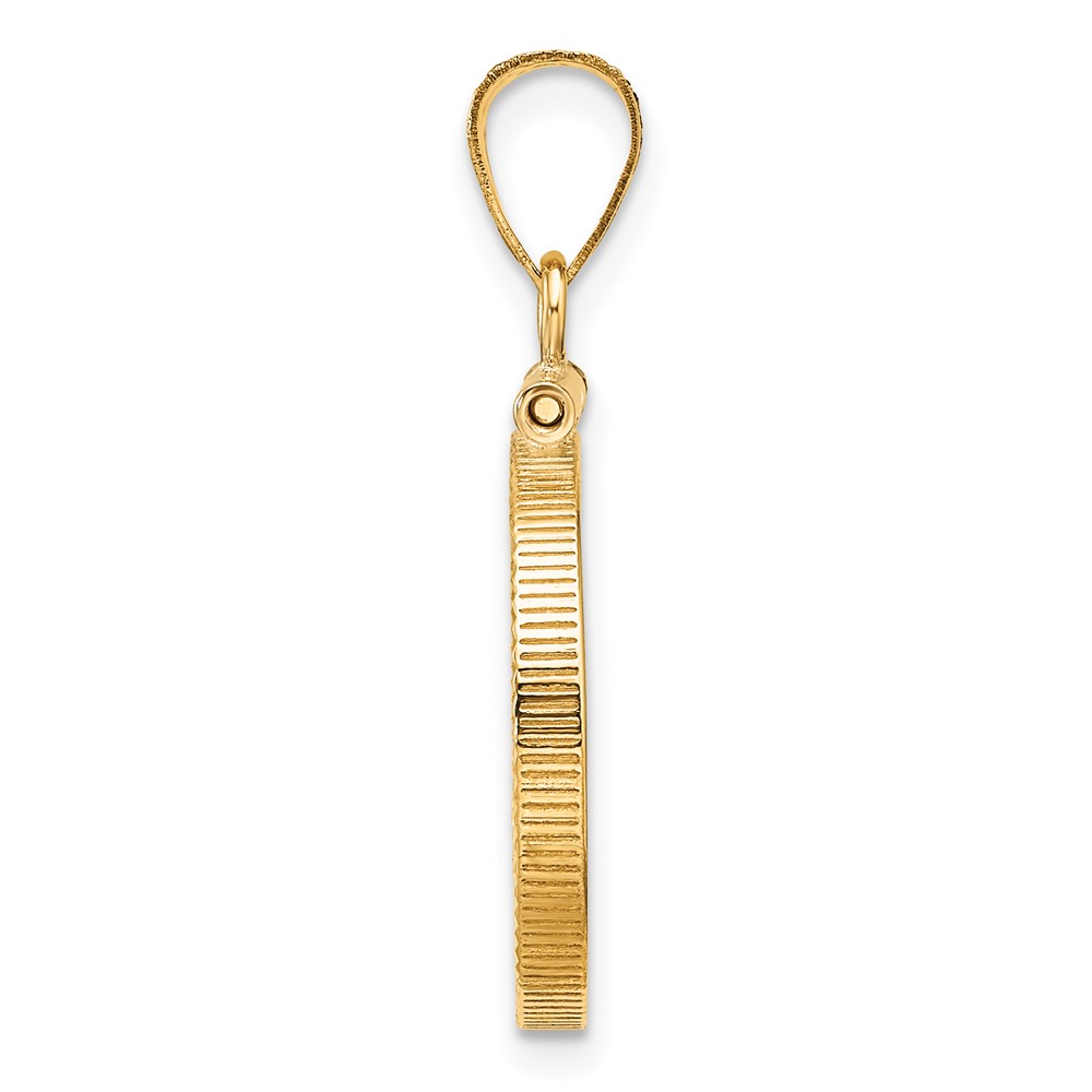Wideband Distinguished Coin Jewelry 14k Polished and Diamond-cut 16.5mm x 1.35mm Screw Top Coin Bezel Pendant (C1885D/16.5)