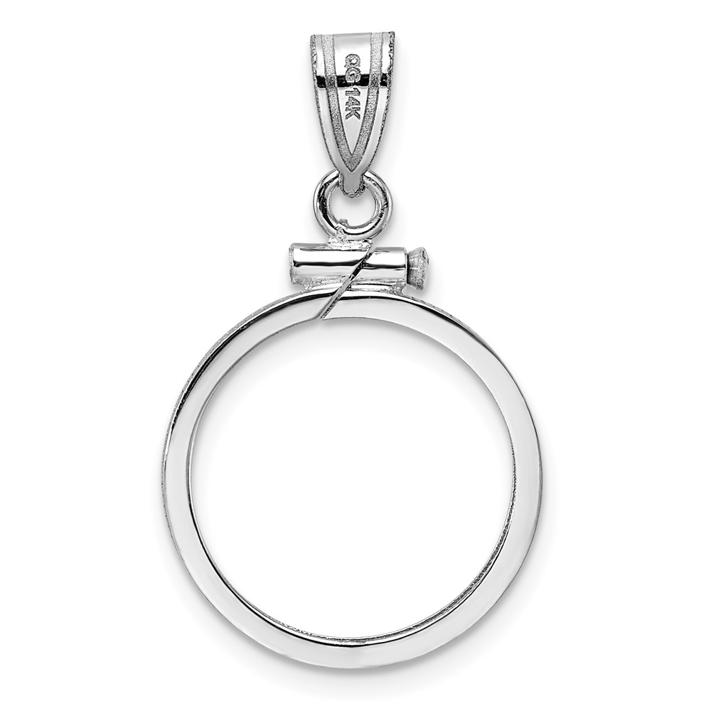 Wideband Distinguished Coin Jewelry 14k White Gold Polished 16.5mm x 1.35mm Screw Top Coin Bezel Pendant (C1885W/16.5)