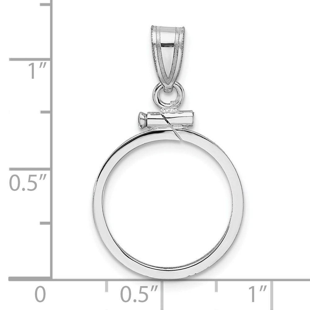 Wideband Distinguished Coin Jewelry 14k White Gold Polished 16.5mm x 1.35mm Screw Top Coin Bezel Pendant (C1885W/16.5)