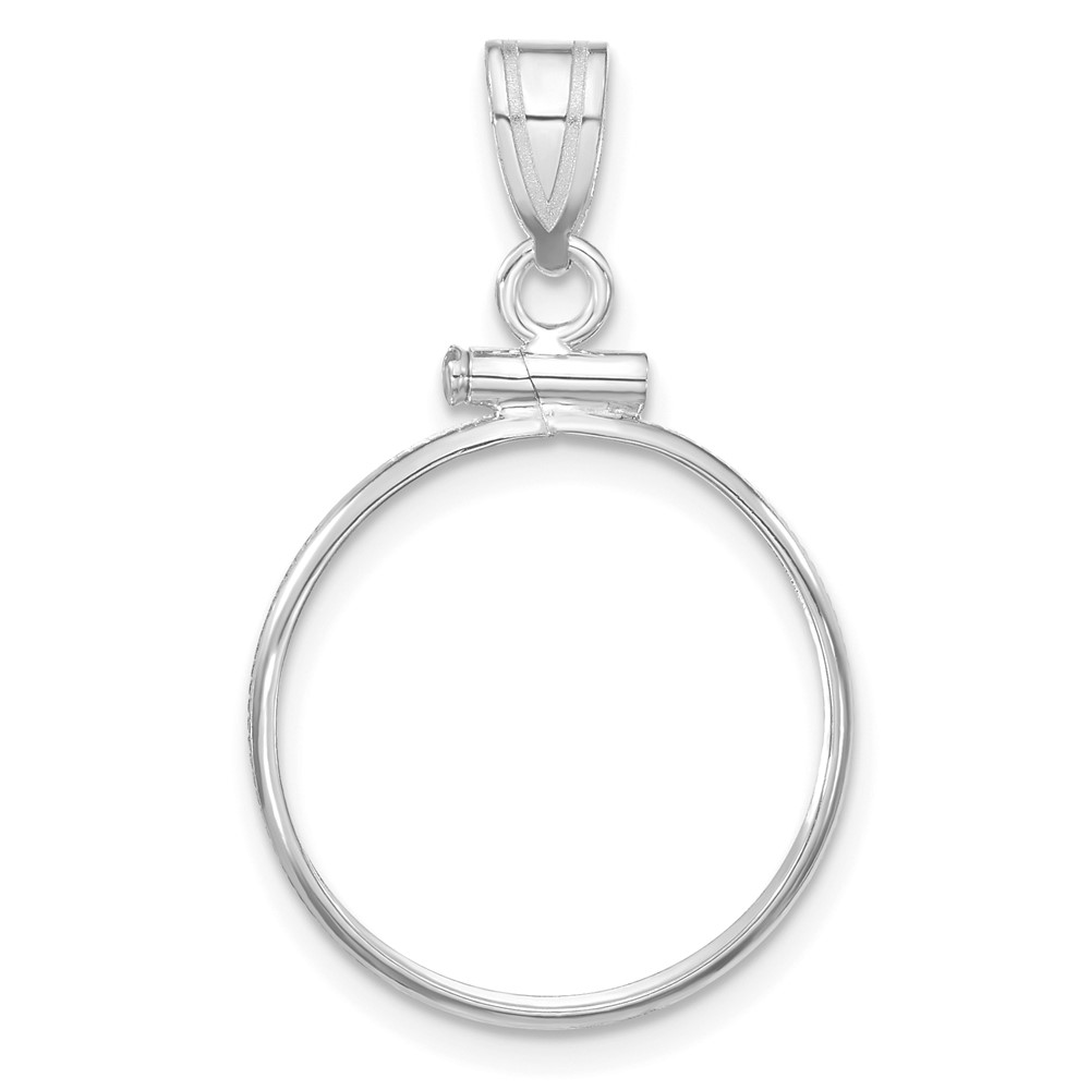 Wideband Distinguished Coin Jewelry 14k White Gold Polished 17.8mm x 1.35mm Screw Top Coin Bezel Pendant (C1885W/17.8)
