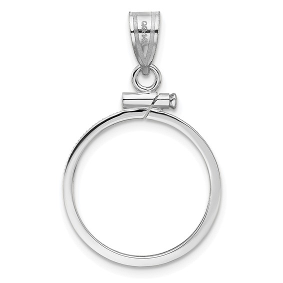 Wideband Distinguished Coin Jewelry 14k White Gold Polished 18.0mm x 1.35mm Screw Top Coin Bezel Pendant