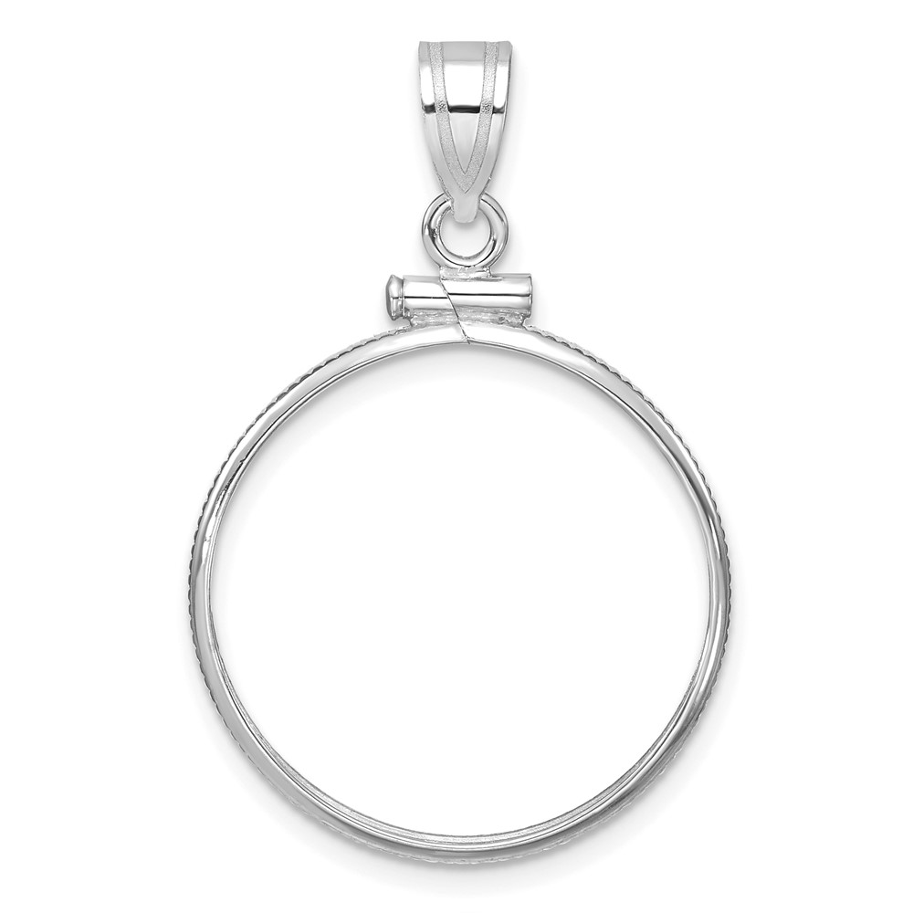 Wideband Distinguished Coin Jewelry 14k White Gold Polished 21.6mm x 1.7mm Screw Top Coin Bezel Pendant (C1885W/21.6)