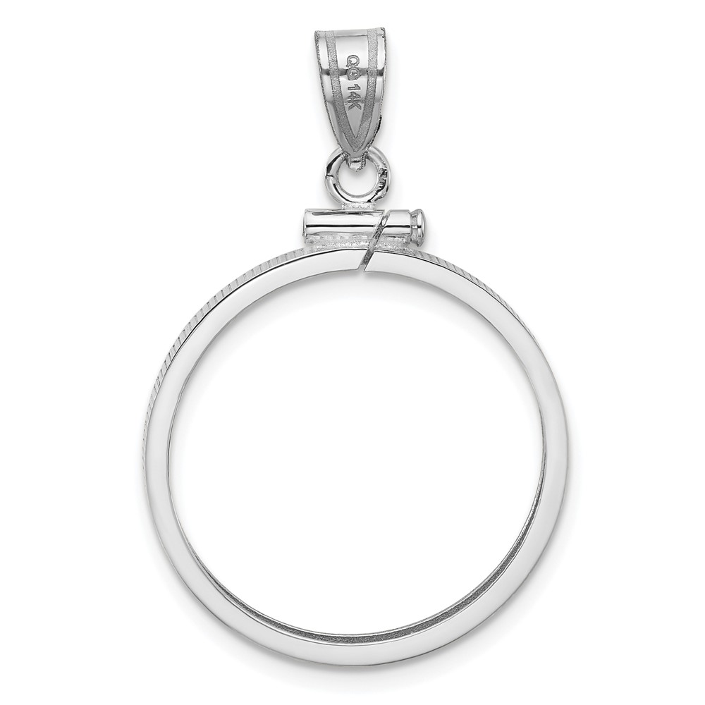 Wideband Distinguished Coin Jewelry 14k White Gold Polished 22.0mm x 1.9mm Screw Top Coin Bezel Pendant (C1885W/22.0)