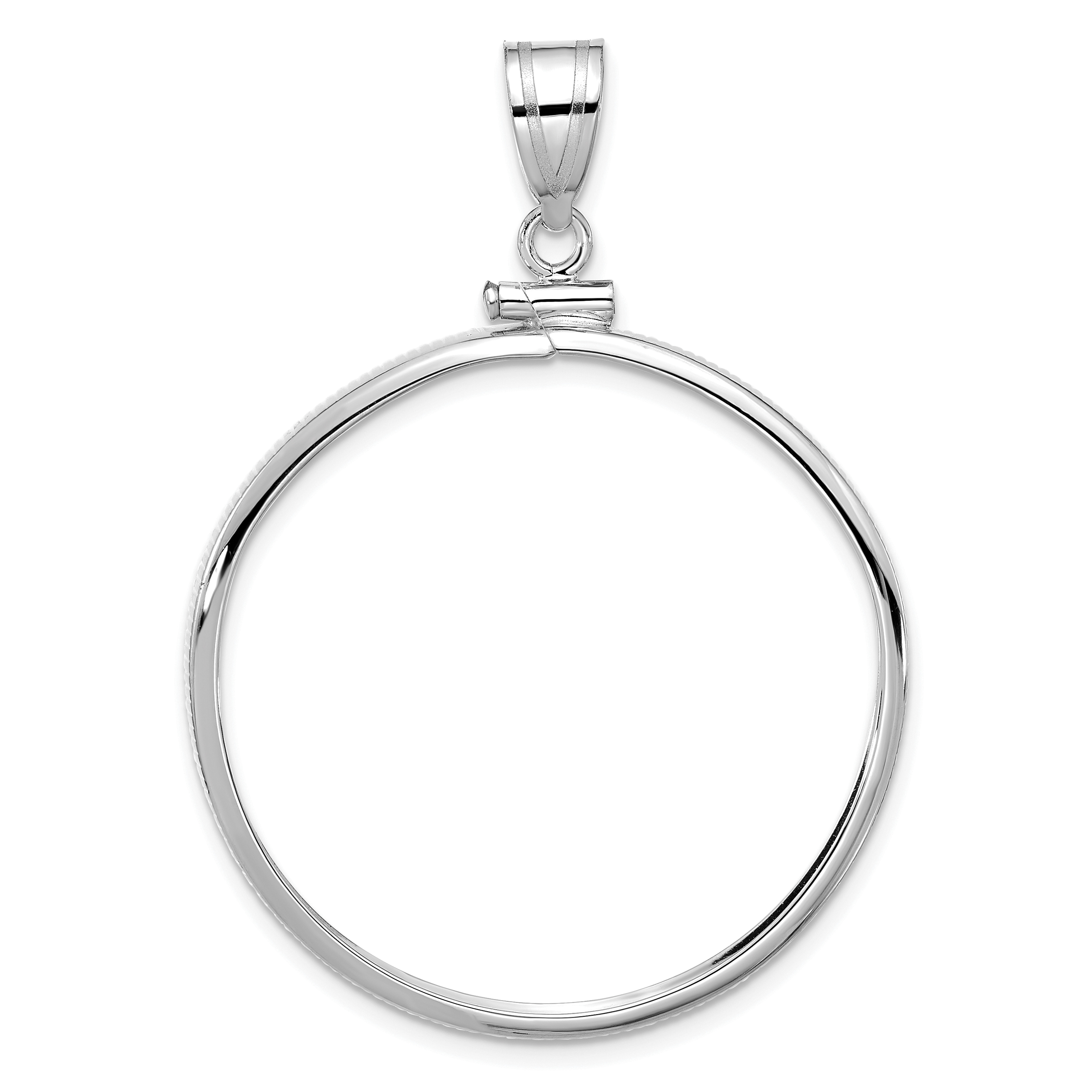 Wideband Distinguished Coin Jewelry 14k White Gold Polished 32.7mm x 3.00mm Screw Top Coin Bezel Pendant (C1885W/32.7)