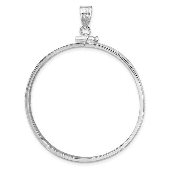 Wideband Distinguished Coin Jewelry 14k White Gold Polished 37.0mm x 2.85mm Screw Top Coin Bezel Pendant