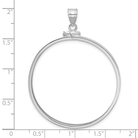 Wideband Distinguished Coin Jewelry 14k White Gold Polished 37.0mm x 2.85mm Screw Top Coin Bezel Pendant