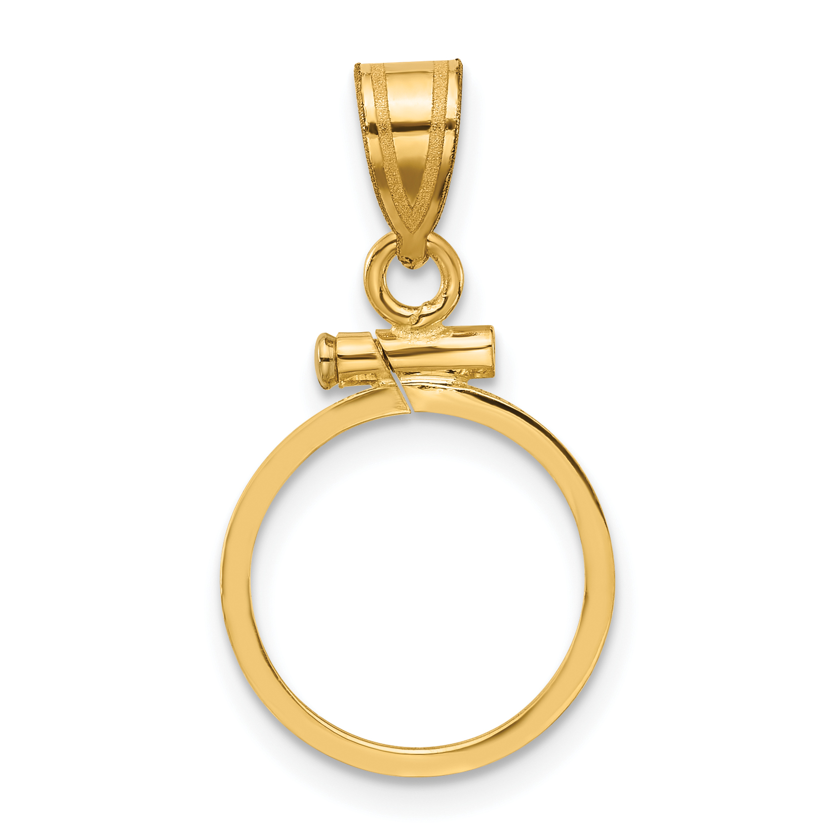 Wideband Distinguished Coin Jewelry 14k Polished 13.0mm x 1.1mm Screw Top Coin Bezel Pendant (C1885/13.0)
