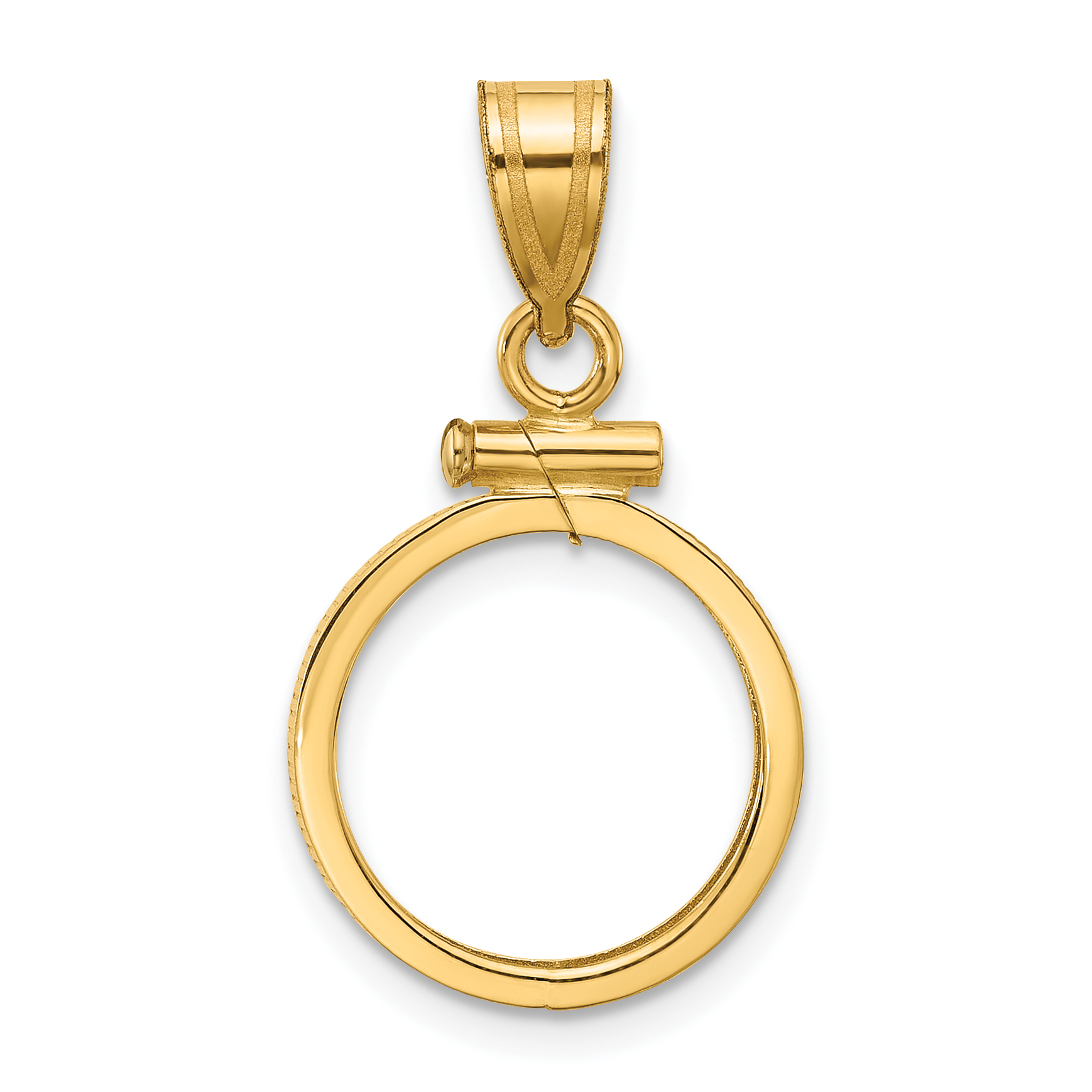 Wideband Distinguished Coin Jewelry 14k Polished 14.0mm x 1.1mm Screw Top Coin Bezel Pendant (C1885/14.0)