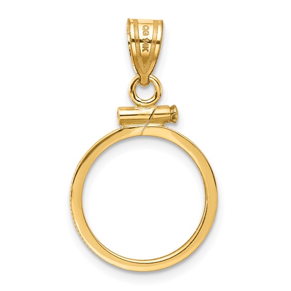 Wideband Distinguished Coin Jewelry 14k Polished 15.0mm x 0.8mm Screw Top Coin Bezel Pendant