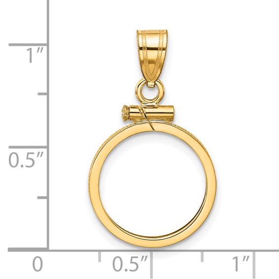 Wideband Distinguished Coin Jewelry 14k Polished 15.0mm x 0.8mm Screw Top Coin Bezel Pendant