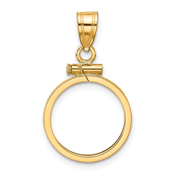 Wideband Distinguished Coin Jewelry 10k Polished 15.0mm x 0.8mm Screw Top Coin Bezel Pendant