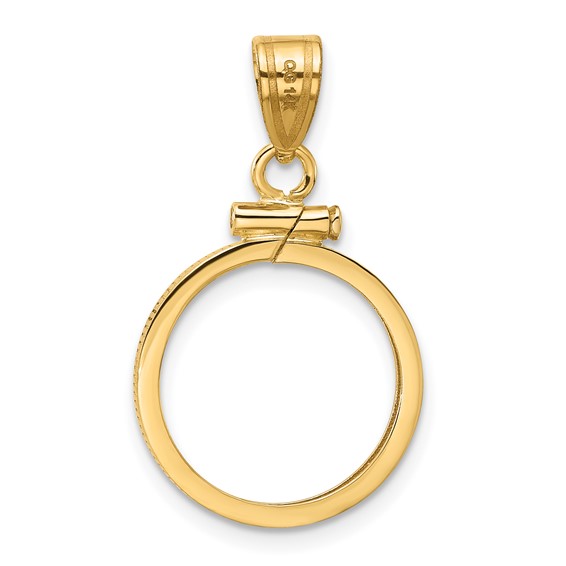 Wideband Distinguished Coin Jewelry 14k Polished 15.5mm x 1.1mm Screw Top Coin Bezel Pendant