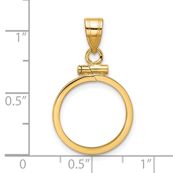Wideband Distinguished Coin Jewelry 14k Polished 15.5mm x 1.1mm Screw Top Coin Bezel Pendant