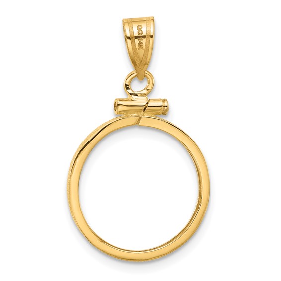 Wideband Distinguished Coin Jewelry 14k Polished 16.0mm x 1.35mm Screw Top Coin Bezel Pendant