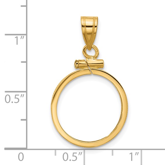 Wideband Distinguished Coin Jewelry 14k Polished 16.0mm x 1.35mm Screw Top Coin Bezel Pendant