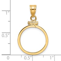 Wideband Distinguished Coin Jewelry 14K Yellow Gold Polished 16.5mm X 1.35mm Screw Top Coin Bezel Pendant view 4