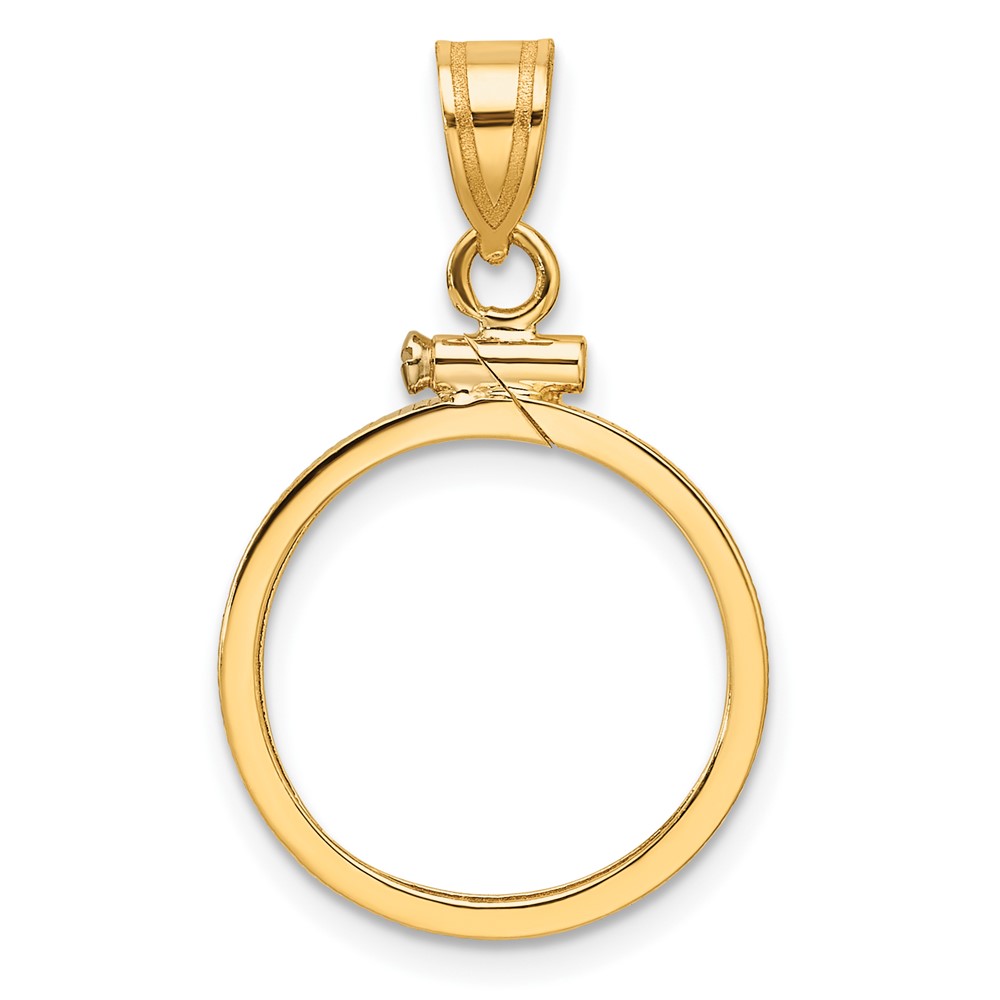Wideband Distinguished Coin Jewelry 14K Yellow Gold Polished 16.5mm X 1.35mm Screw Top Coin Bezel Pendant