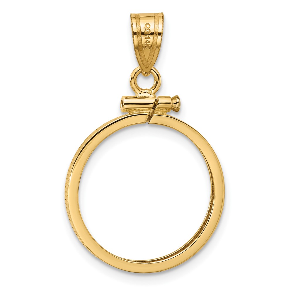 Wideband Distinguished Coin Jewelry 14k Polished 17.8mm x 1.35mm Screw Top Coin Bezel Pendant (C1885/17.8)