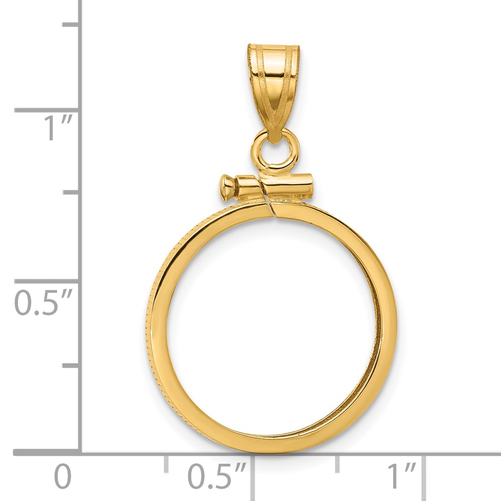Wideband Distinguished Coin Jewelry 14k Polished 17.8mm x 1.35mm Screw Top Coin Bezel Pendant (C1885/17.8)