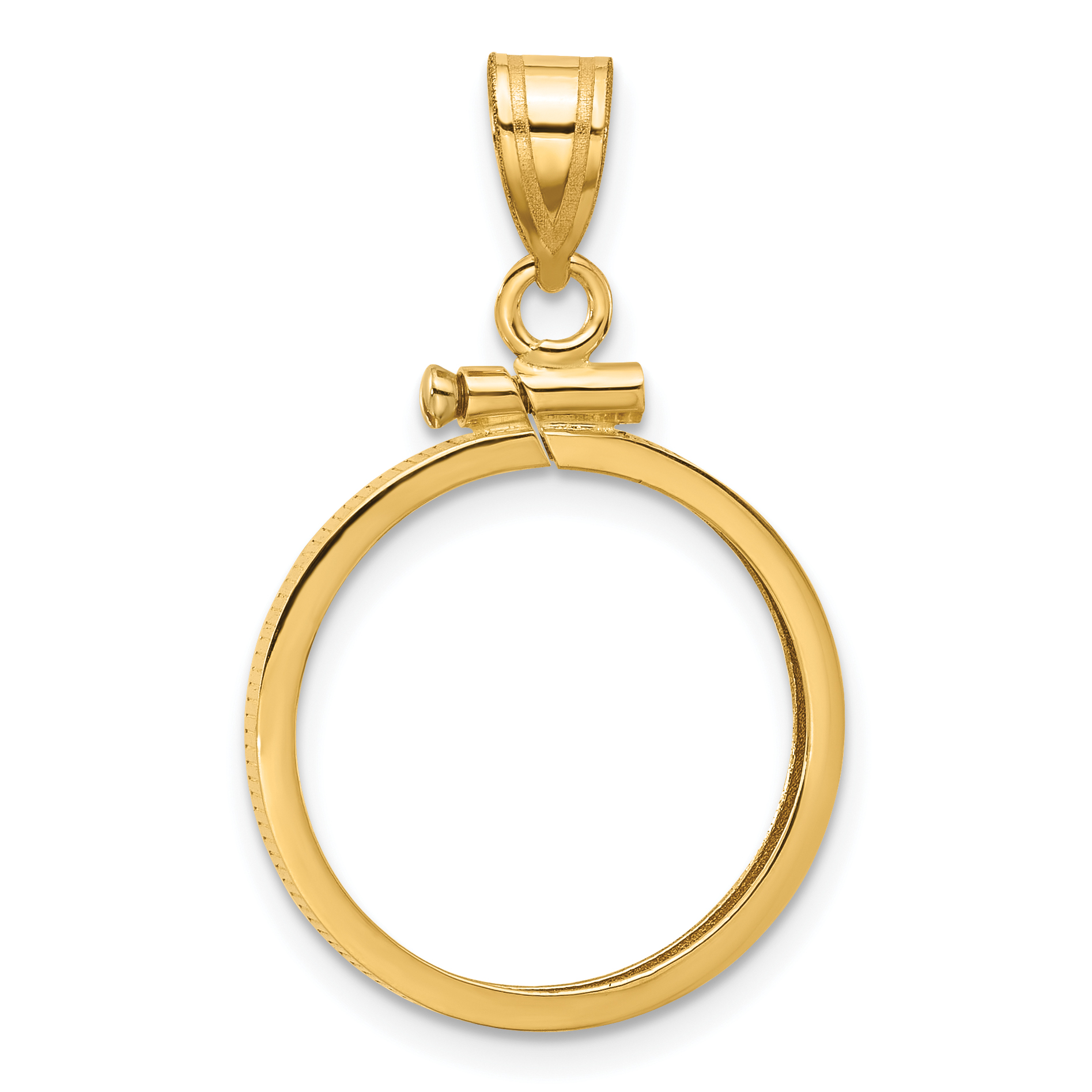 Wideband Distinguished Coin Jewelry 14k Polished 17.8mm x 1.35mm Screw Top Coin Bezel Pendant (C1885/17.8)