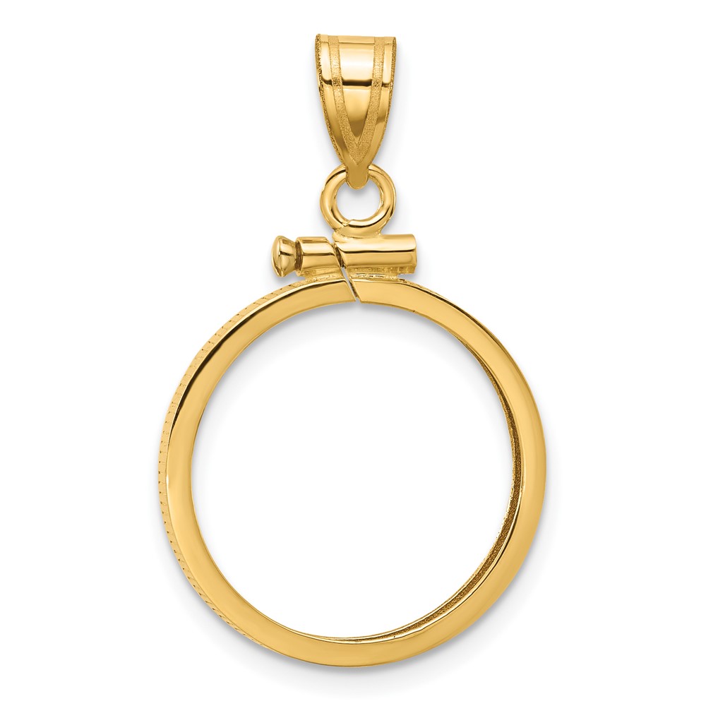 Wideband Distinguished Coin Jewelry 14k Polished 17.8mm x 1.35mm Screw Top Coin Bezel Pendant (C1885/17.8)