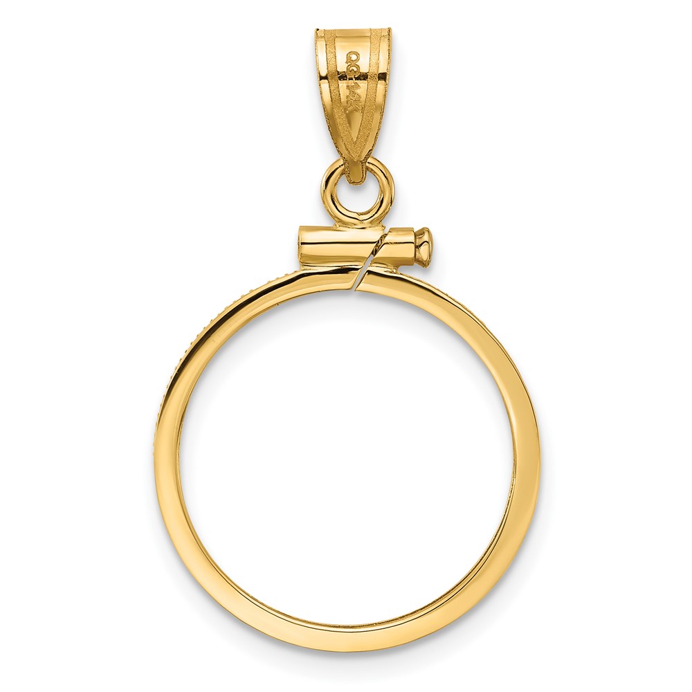 Wideband Distinguished Coin Jewelry 14k Polished 18.0mm x 1.35mm Screw Top Coin Bezel Pendant (C1885/18.0)