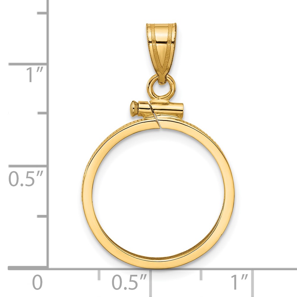 Wideband Distinguished Coin Jewelry 14k Polished 18.0mm x 1.35mm Screw Top Coin Bezel Pendant (C1885/18.0)