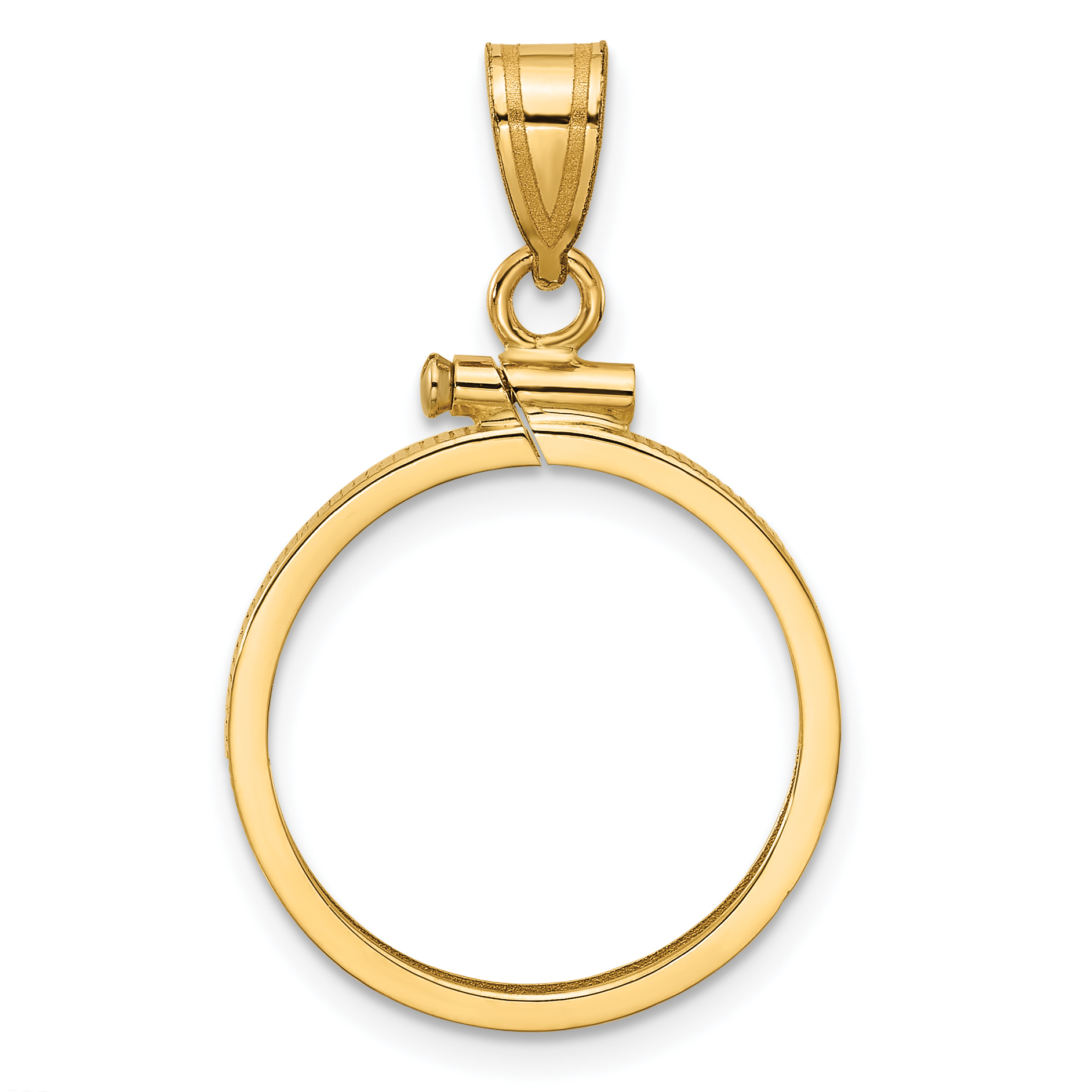 Wideband Distinguished Coin Jewelry 14k Polished 18.0mm x 1.35mm Screw Top Coin Bezel Pendant (C1885/18.0)