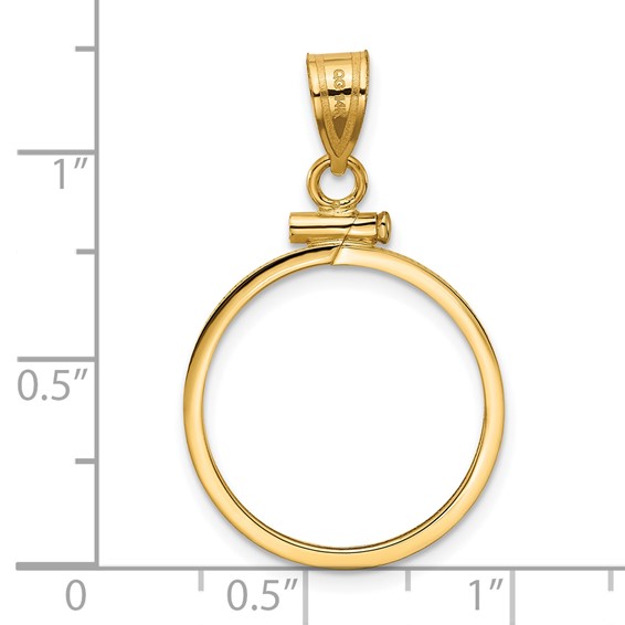 Wideband Distinguished Coin Jewelry 14k Polished 19.0mm x 1.1mm Screw Top Coin Bezel Pendant