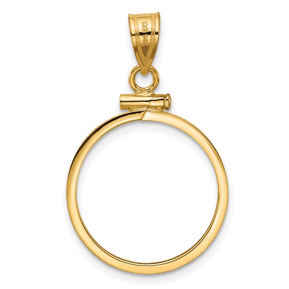 Wideband Distinguished Coin Jewelry 14k Polished 19.0mm x 1.1mm Screw Top Coin Bezel Pendant