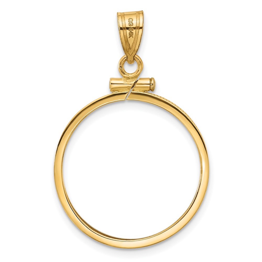 Wideband Distinguished Coin Jewelry 14k Polished 21.6mm x 1.7mm Screw Top Coin Bezel Pendant (C1885/21.6)