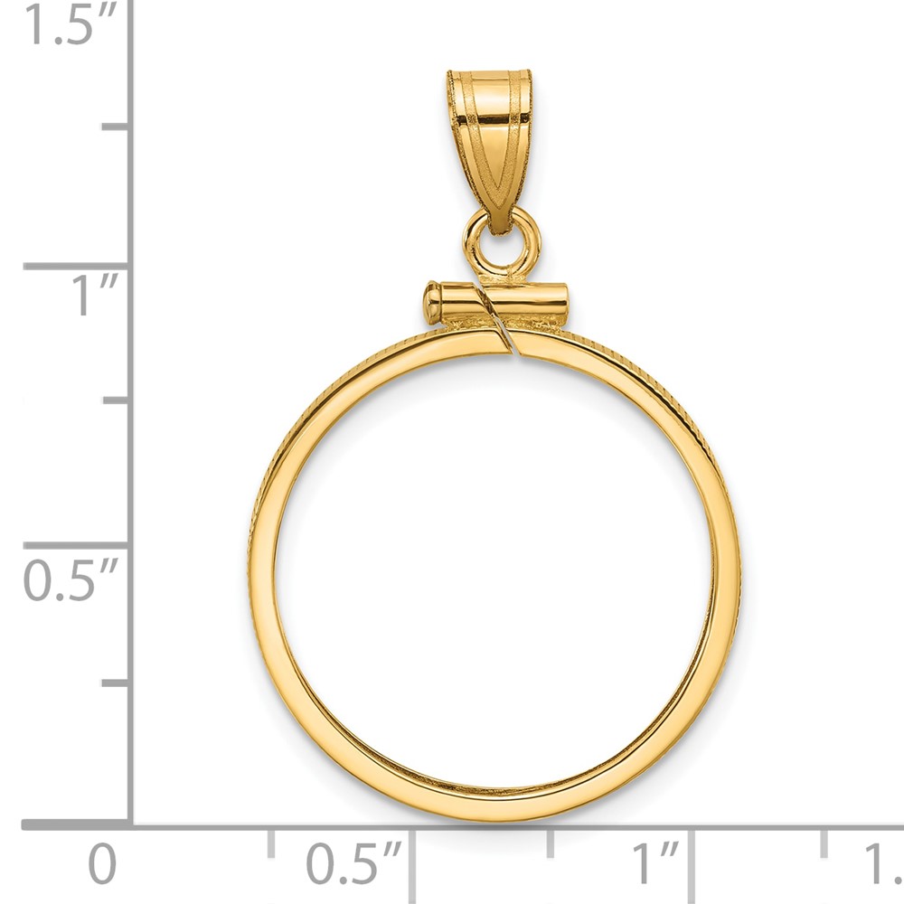 Wideband Distinguished Coin Jewelry 14k Polished 21.6mm x 1.7mm Screw Top Coin Bezel Pendant (C1885/21.6)