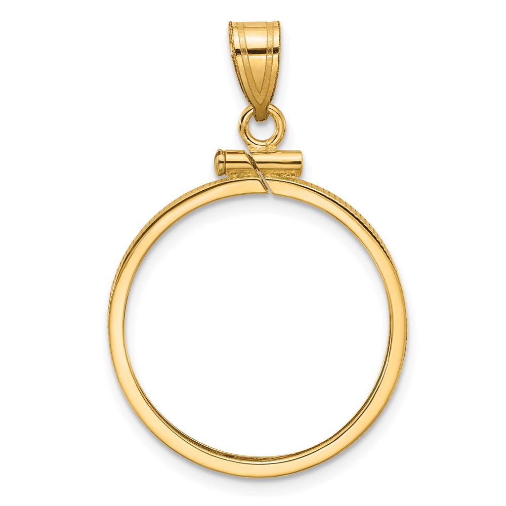 Wideband Distinguished Coin Jewelry 14k Polished 21.6mm x 1.7mm Screw Top Coin Bezel Pendant (C1885/21.6)