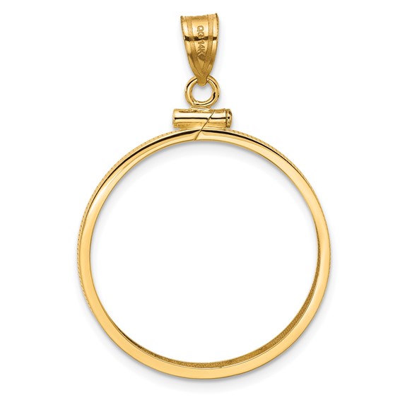 Wideband Distinguished Coin Jewelry 14k Polished 25.0mm x 2.35mm Screw Top Coin Bezel Pendant